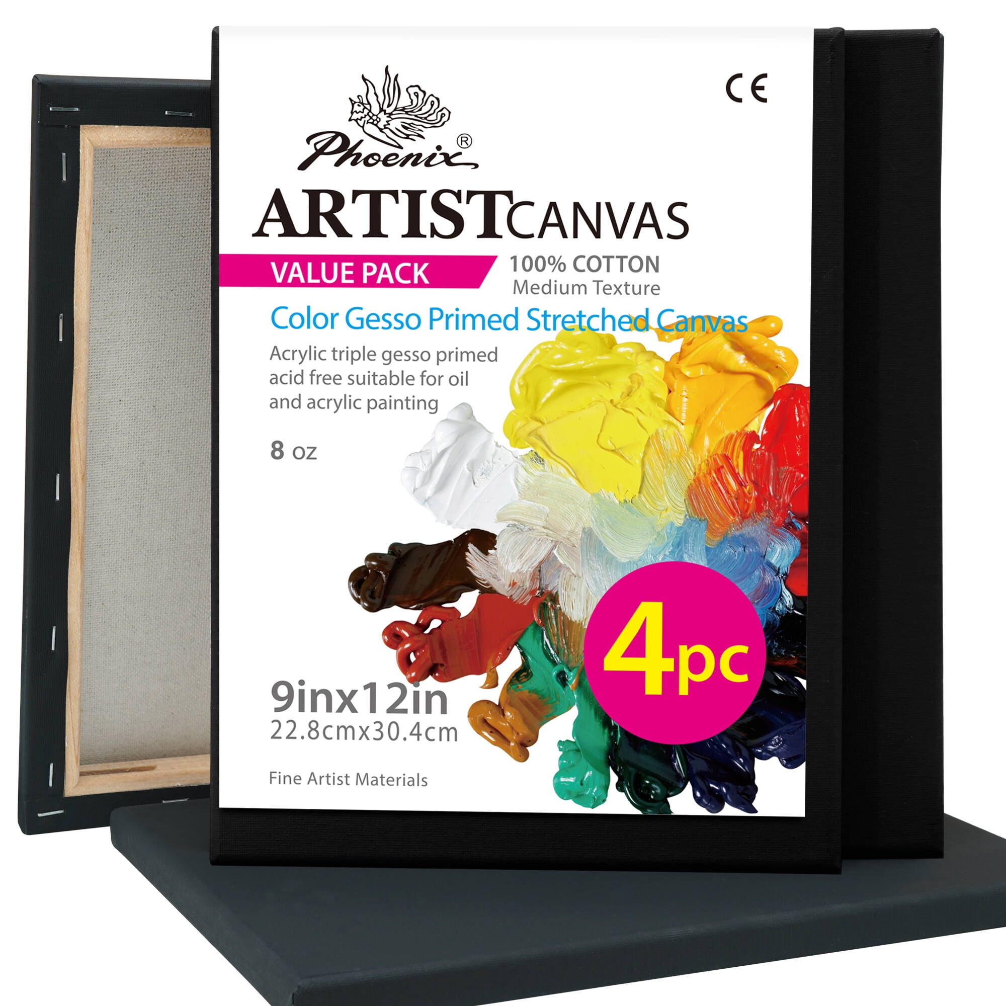 4pcs Black Stretched Canvas, 8x8 Inch (20x20 Cm) Paint Canvases For  Painting, 8 Oz Quadruple Gesso Primed 100% Cotton Blank Black Canvases For  Acrylic