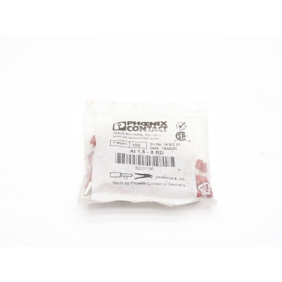 PHOENIX CONTACT AI1.5-8RD 3201136 (PKG OF 100) NSMP