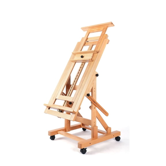 PHOENIX Deluxe Multi-Function Heavy Duty Large Artist Easel–Solid European Beechwood H-Frame Floor Studio Easel, Adjustable Height & Tilt, Holds Canvases Up to 78", 88 lbs Capacity, with Locking Cas
