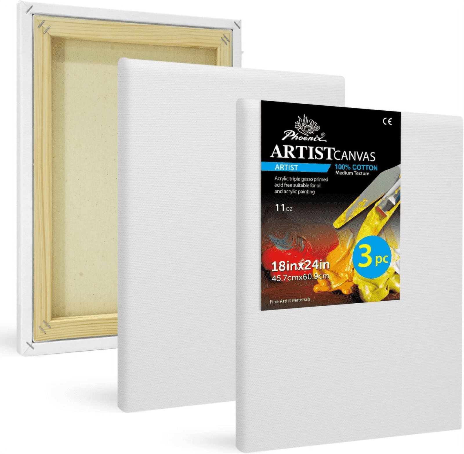 Gallery Wrapped Art Canvas. Blank and Ready for Painting, 1 1/2 Depth, (6  Pack) (16x20)