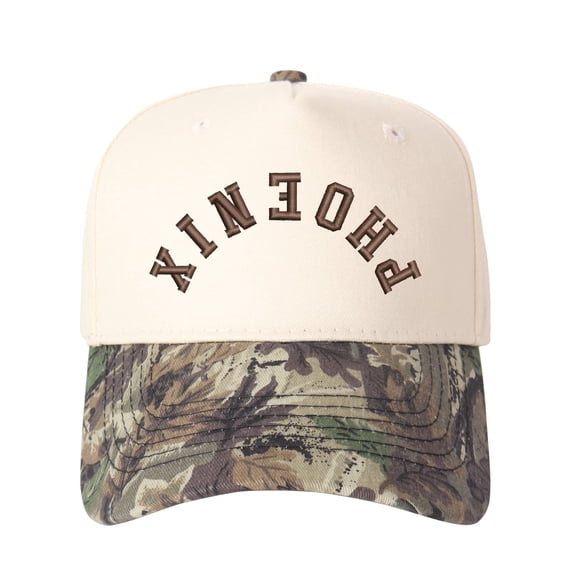 PHOENIX Letter Embroidered Color Block Trucker Hat Unisex Adjustable Cotton Breathable Fashion Cap for Travel Daily Wear