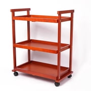 PHOENIX Professional 3-Tier Rolling Art Storage Cart   Red Walnut, Wooden Artist Organizer with Drawers, Craft Supply Trolley for Home, Studio & Classroom