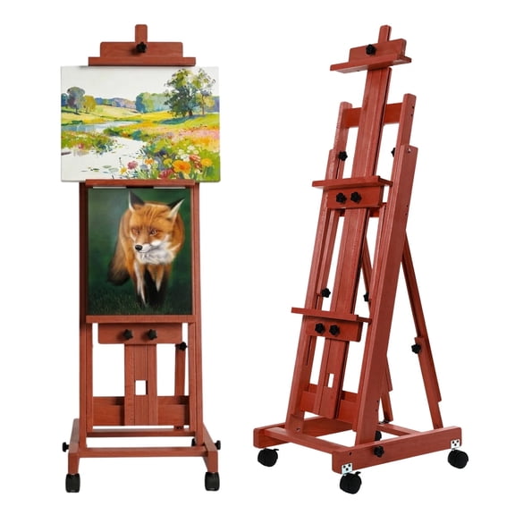 PHOENIX  Versatile H-Frame Professional Studio Easel, Adjustable Beechwood Art Easel with Wheels