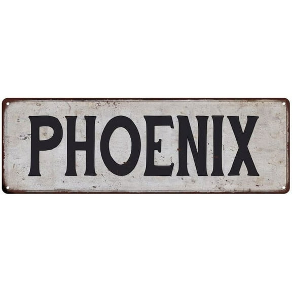 PHOENIX Vintage Look Rustic Metal 6x18 Sign City State 206180041137