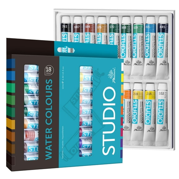 PHOENIX Watercolor Paint Tubes 18x12ml / 0.4 Fl Oz Non-toxic Water Color Paint Adult Set, Watercolors Painting Supplies Art Paints for Beginners
