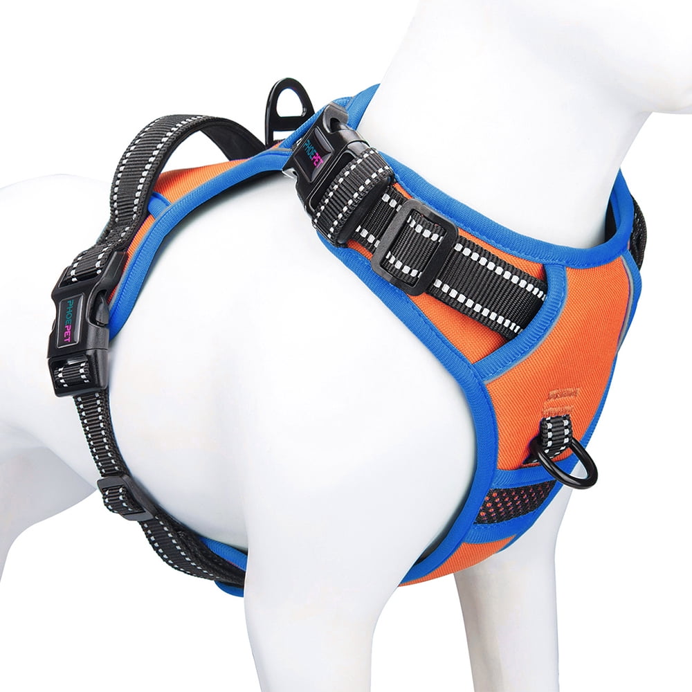 PHOEPET 2019 Upgraded No Pull Dog Harness, Reflective Adjustable Vest, with a Training Handle + 2 Metal Leash Hooks+ 3 Snap Buckles +4 Slide Buckles