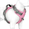 thumbnail image 1 of PHOEPET No Pull Dog Harness, Unique Colors Reflective Adjustable Dog Vest, with Soft Training Handle Metal Clips for Small Medium Large Dogs (Baby Pink Base & Grey Straps), 1 of 7