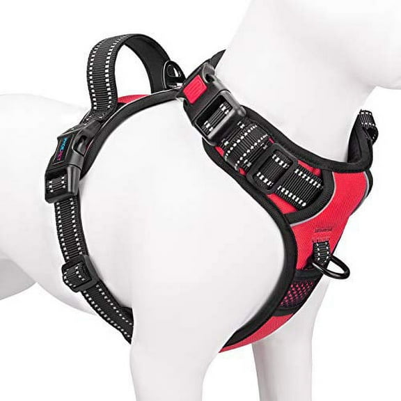 PHOEPET Reflective Front Clip Vest No Pull Dog Harness, Adjustable, Red, M (Chest Size)
