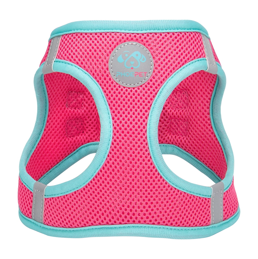 PHOEPET Step-in Dog Harness,Reflective Adjustable Dog Vest Harness, Soft Pet Walking Jacket with 2 Metal Leash Hooks for Dog and Cat