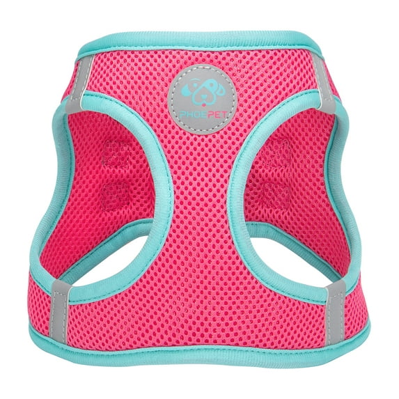 PHOEPET Step-in Dog Harness,Reflective Adjustable Dog Vest Harness, Soft Pet Walking Jacket with 2 Metal Leash Hooks for Dog and Cat