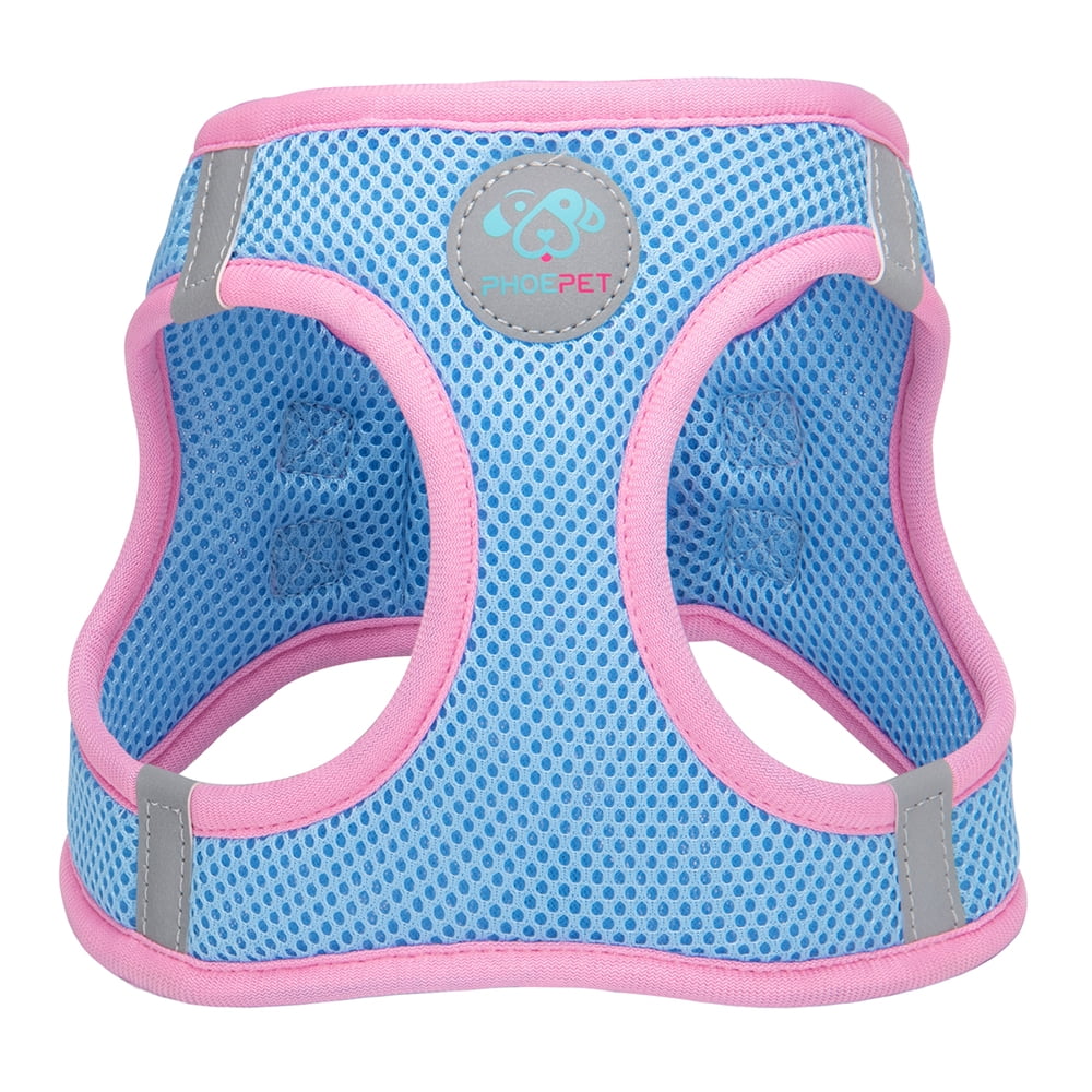PHOEPET Step-in Dog Harness,Reflective Adjustable Dog Vest Harness, Soft Pet Walking Jacket with 2 Metal Leash Hooks for Dog and Cat