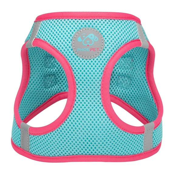 PHOEPET Step-in Dog Harness,Reflective Adjustable Dog Vest Harness, Soft Pet Walking Jacket with 2 Metal Leash Hooks for Dog and Cat