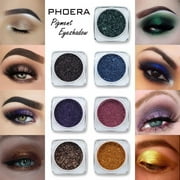 PHOERA 12 Color Pearlescent Bright Eyeshadow Powder Metallic Glitter Single Eye Shadow Palette Shiny Holographic Shadows TSLM1