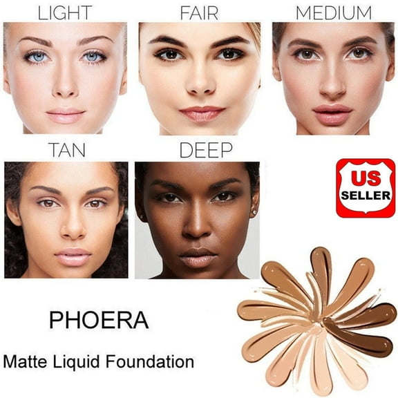 PHOERA Foundation Makeup Full Coverage Fast Base Brighten long-lasting Shade