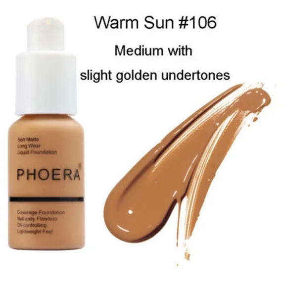 PHOERA Foundation Professional Makeup Full Coverage Fast Base Brighten long-lasting Shade