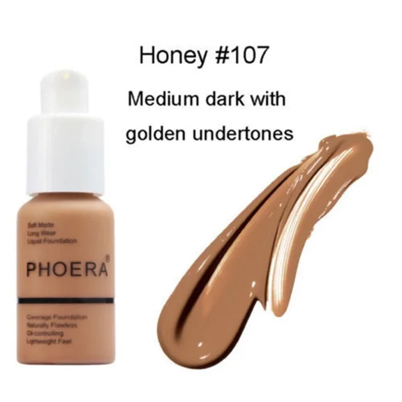 PHOERA Foundation Professional Makeup Full Coverage Fast Base Brighten long-lasting Shade
