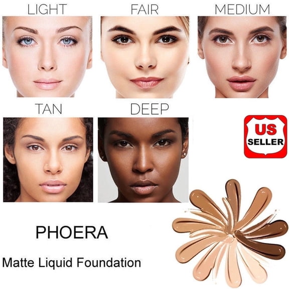 PHOERA Foundation Professional Makeup Full Coverage Fast Base Brighten long-lasting Shade