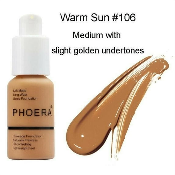 PHOERA Liquid Foundation Professional Makeup Full Coverage Fast Base Brighten long-lasting Shade