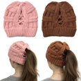 thumbnail image 1 of BEIPEGIN 2 Pack Ponytail Hat Messy Bun Beanie for Women Warm Trendy Soft Stretch Criss Cross Hat for Women Knit Hats for Women Winter Cute Winter Hats for Women, 1 of 5