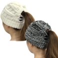 thumbnail image 1 of BEIPEGIN 2 Pack Ponytail Hat Messy Bun Beanie for Women Warm Trendy Soft Stretch Criss Cross Hat for Women Knit Hats for Women Winter Cute Winter Hats for Women, 1 of 7