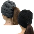 thumbnail image 1 of BEIPEGIN 2 Pack Ponytail Hat Messy Bun Beanie for Women Warm Trendy Soft Stretch Criss Cross Hat for Women Knit Hats for Women Winter Cute Winter Hats for Women, 1 of 7