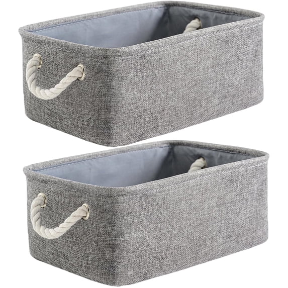 PHOGARY 2 Pack Storage Bins for Shelves, 12.2x8.3x6.3inch Storage Baskets for Organizing, Fabric Storage Cubes Closet Organizer for Home Nursery Gift Decorative, Grey