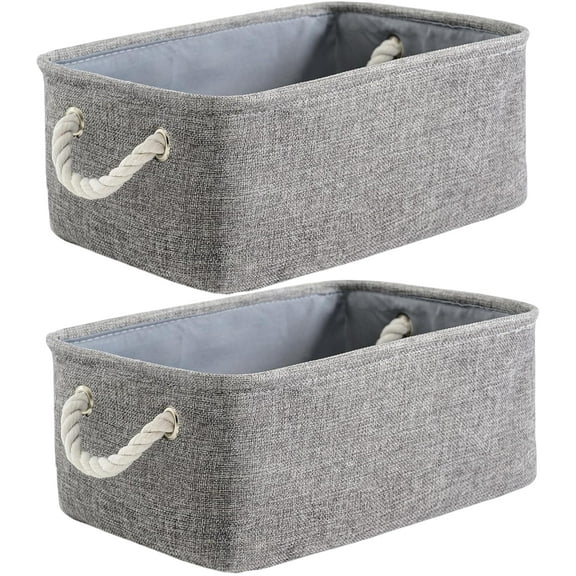PHOGARY 2 Pack Storage Bins for Shelves, 12.2x8.3x6.3inch Storage Baskets for Organizing, Fabric Storage Cubes Closet Organizer for Home Nursery Gift Decorative, Grey