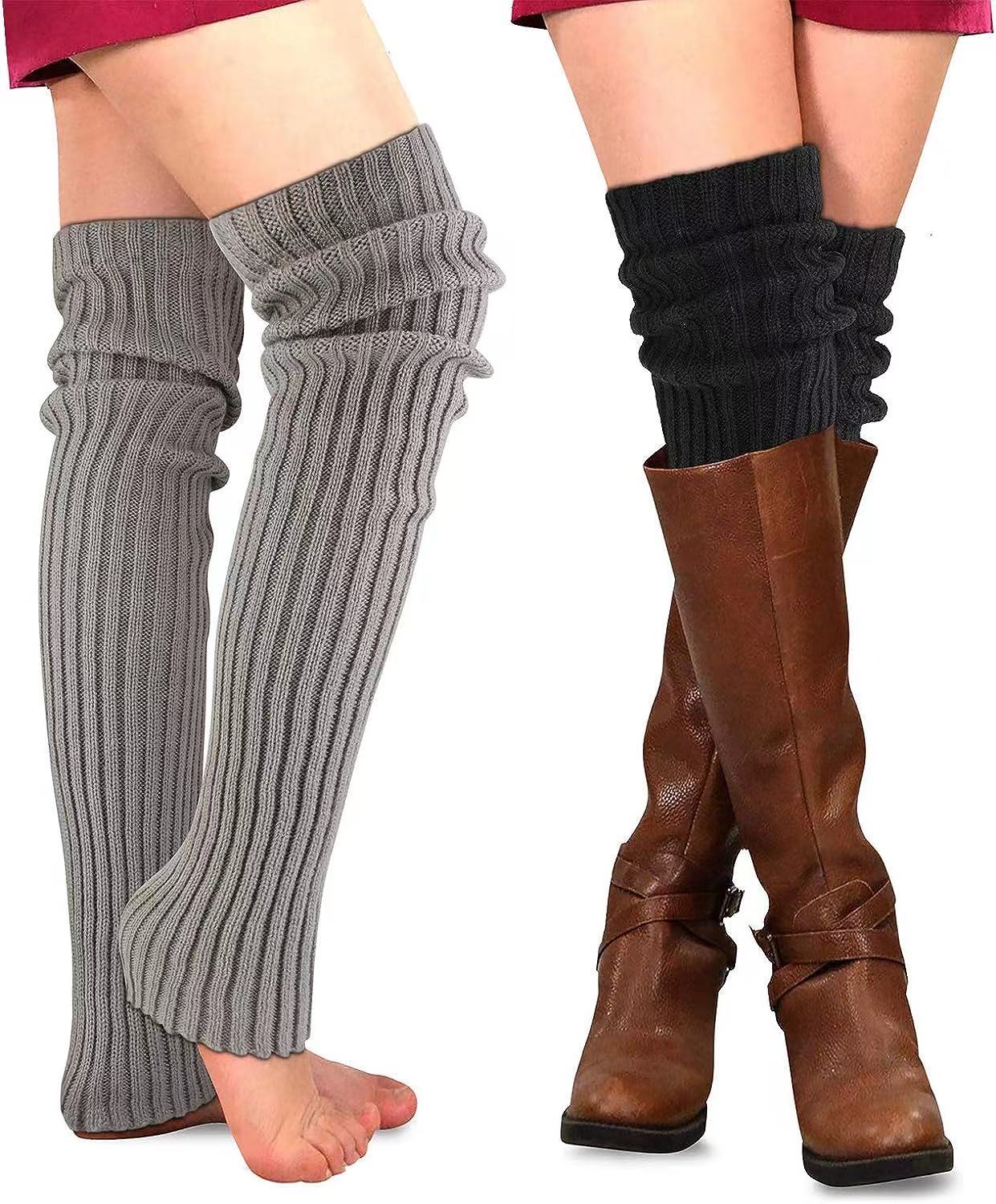 Charcoal Slouchy Thigh High Knit Dance Leg Warmers