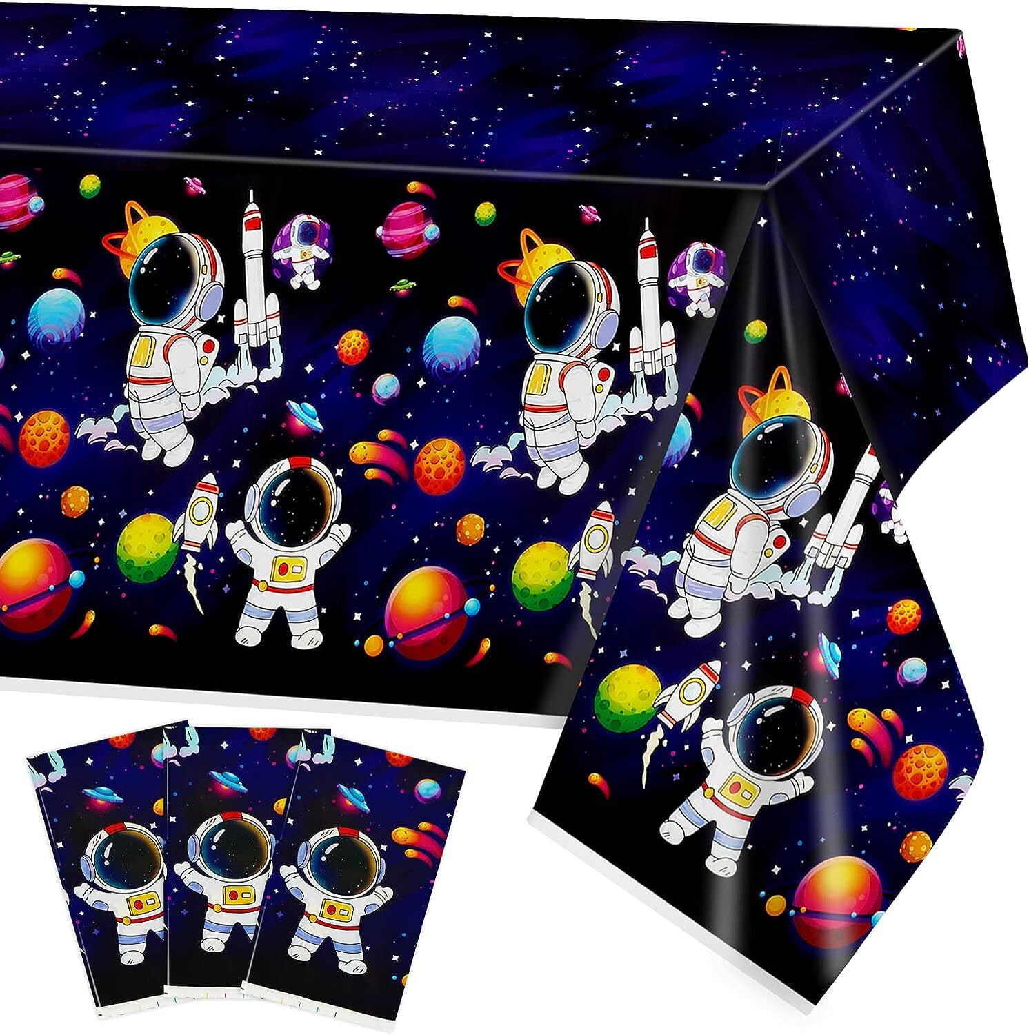 PHOGARY 3 Pack Space Tablecloth, Outer Space Tablecloths Disposable