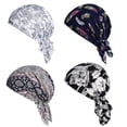 thumbnail image 1 of PHOGARY 4pcs Pre-Tied Chemo Head Scarf Beanie Covers Cap Head Scarves Sleep Turban Hat Women Bandana with Stretch Print Ruffle, 1 of 7