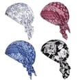 thumbnail image 1 of BEIPEGIN 4pcs Pre-Tied Chemo Head Scarf Beanie Covers Cap Head Scarves Sleep Turban Hat Women Bandana with Stretch Print Ruffle, 1 of 7