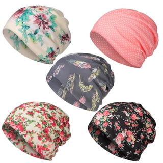 PHOGARY 5pcs Women's Slouchy Beanie Chemo Hat Stretch Cancer Head Wraps Sleep Head Scarf for Cancer Patient