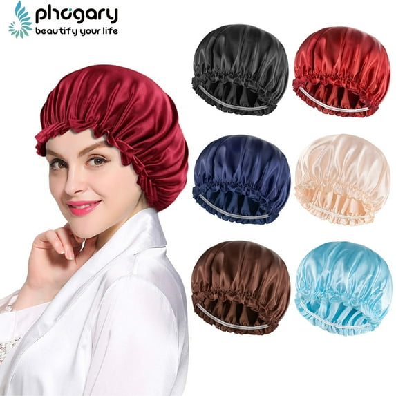 PHOGARY 6 Pack Silk Hair Bonnet for Sleeping, Sleep Cap Satin Bonnet Sleeping Hat Soft Elastic Night Hair Cover for Women Girls, 6 Colors