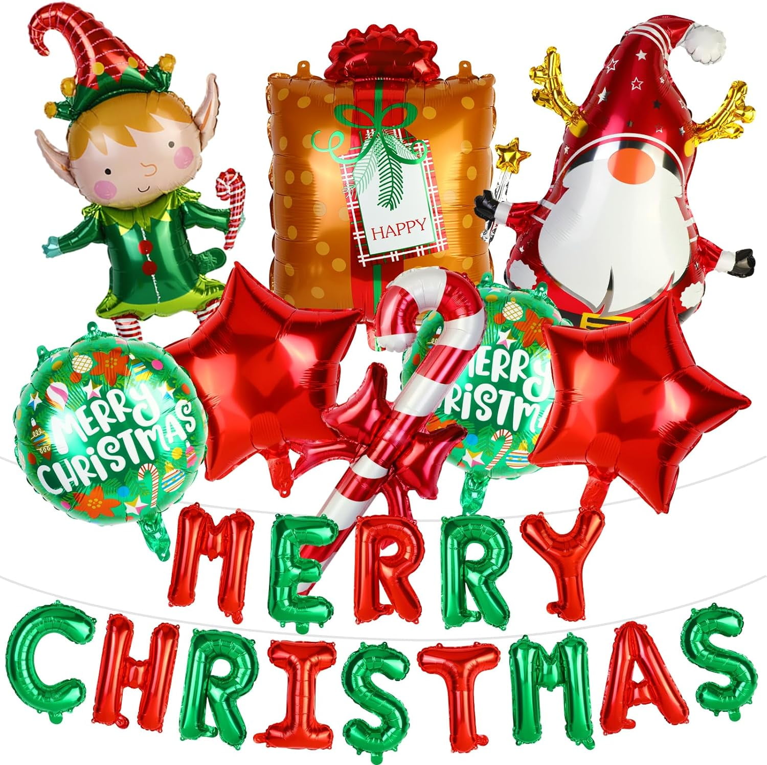 PHOGARY Christmas Balloons Kit, Present Foil Balloons for Christmas