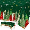 thumbnail image 1 of PHOGARY 3 Pieces Christmas Tablecloth Snowflakes Table Cloth Rectangular Holiday Tablecloth 54 x 108 Inch Plastic Table Cover for Christmas Party Dining Decor - Green, 1 of 7