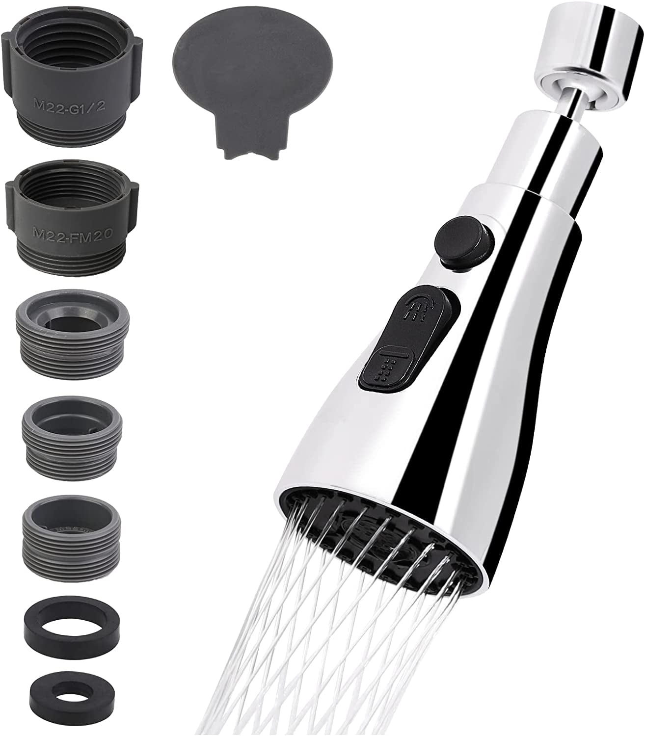 PHOGARY Kitchen Faucet Nozzles, Replacement 3 Mode Functions Water