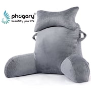 BEIPEGIN Reading Pillow, 23" Backrest Pillow with Arms and Pocket, Bed Rest Pillow with Detachable Neck Roll, Watching TV Bed Rest Reading Gaming Pillow for Adu