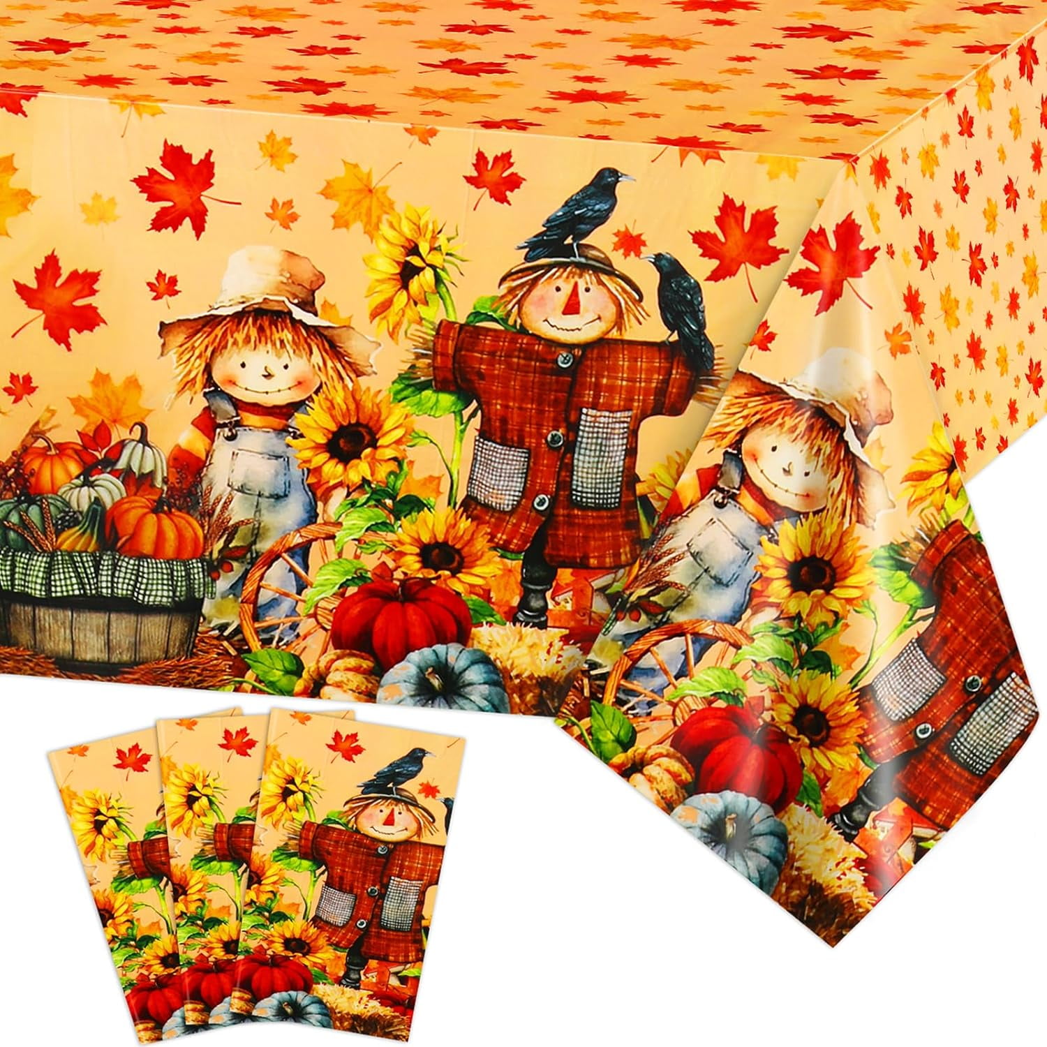 PHOGARY Thanksgiving Tablecloth, 3 Pack Disposable Fall Table Cloth for