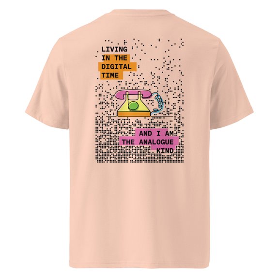 PHONE DIGITAL TIME X ANALOGUE KIND ORGANIC COTTON T-SHIRT Fraiche Peche - XL