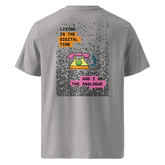 PHONE DIGITAL TIME X ANALOGUE KIND ORGANIC COTTON T-SHIRT Heather Grey - Small