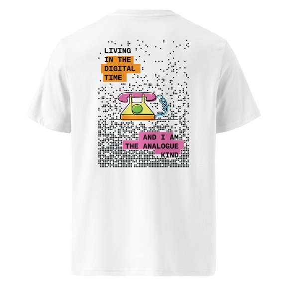 PHONE DIGITAL TIME X ANALOGUE KIND ORGANIC COTTON T-SHIRT White - Medium