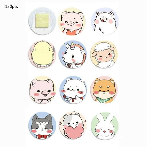PHONIUSER 120Pieces Kids Bandages Self-Adhesive Sterile Bandages Cute Round Fisrt Aids Bandages for Toddler Girl Boy Wound Care