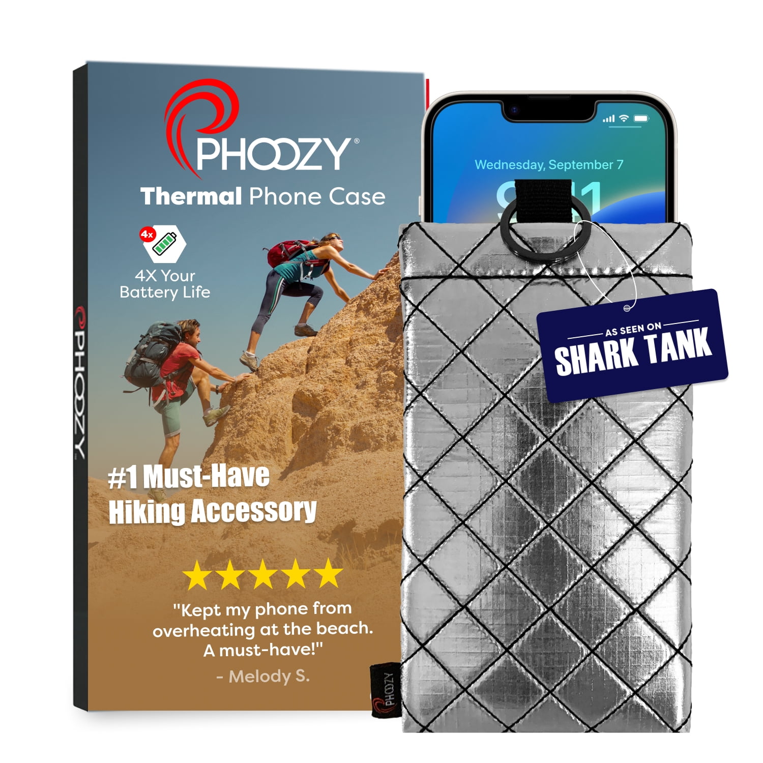 PHOOZY Apollo II DiamondStitch Silver + AM (Large)