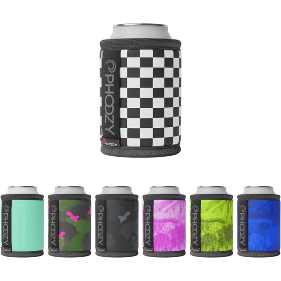 PHOOZY Patented Insulated Can Cooler Sleeve, 12 oz, Checkered