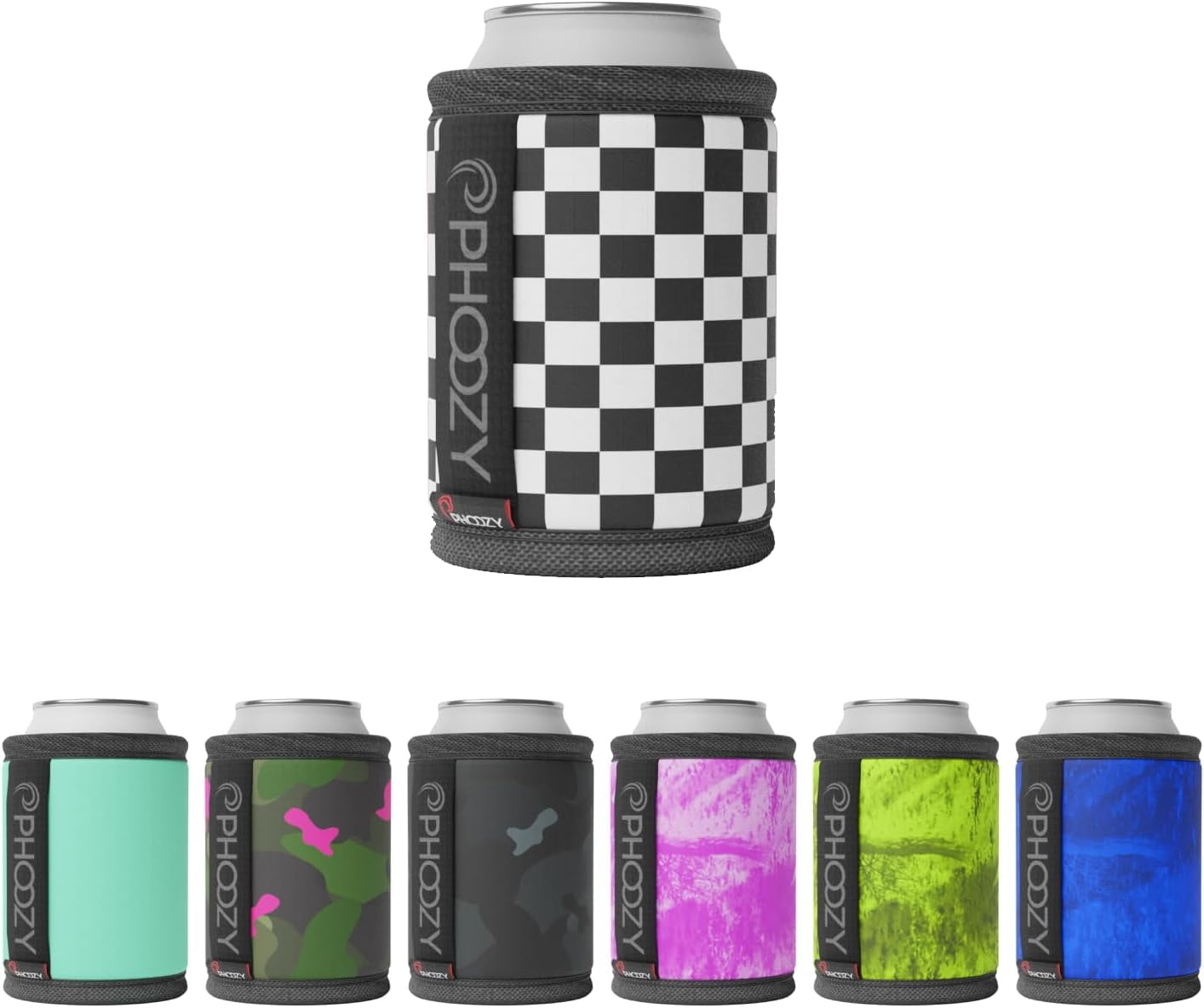 Checkered Black and White Insulated Can Cooler with NASA Technology