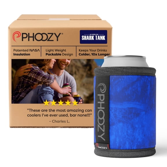 PHOOZY Patented Insulated Can Cooler Sleeve, 12 oz, Blue