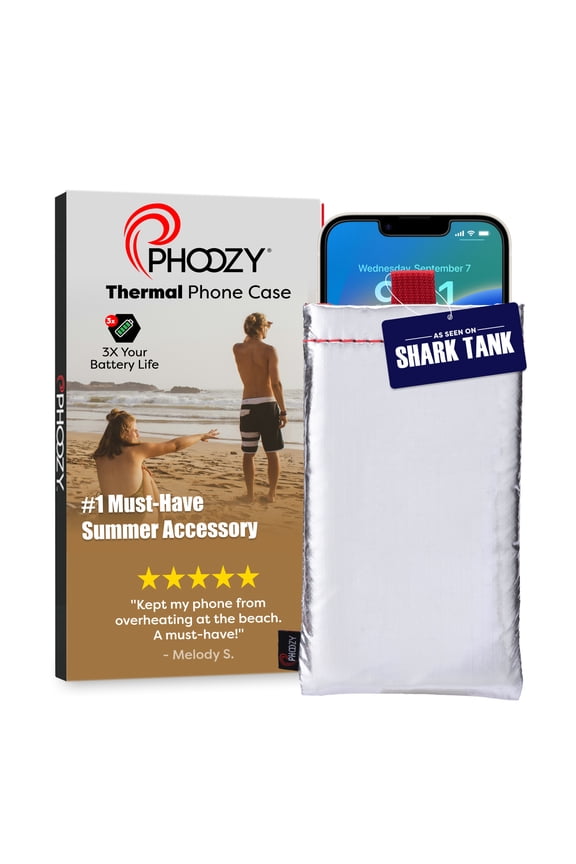 Thermal Phone Case - Apollo Series : Cell Phone Pouch Prevents Overheating from Sun Exposure, Extends Battery Life, Provides Drop Protection and Floats in Water (LARGE - Silver)