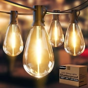 PHOPOLLO S14 LED Outdoor String Lights 100FT,25 bulbs E12 Waterproof Shatterproof, Dimmable Hanging Light Strings for Yard Garden Patio.