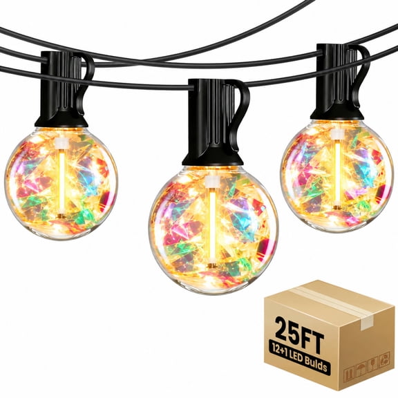 PHOPOLLO Outdoor String Light 25ft, 12+1 Led Bulbs Globe Light G40 E12, Hanging Fairy Lights for Patio, Garden, Christmas