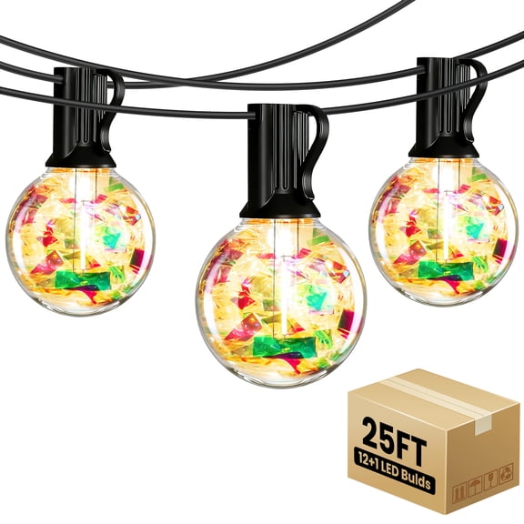 PHOPOLLO 25 ft G40 Outdoor String Lights, Globe Lights with 12+1 Shatterproof LED Bulbs (E12 Base), Waterproof Hanging Lights for Patio, Garden, Christmas Decor
